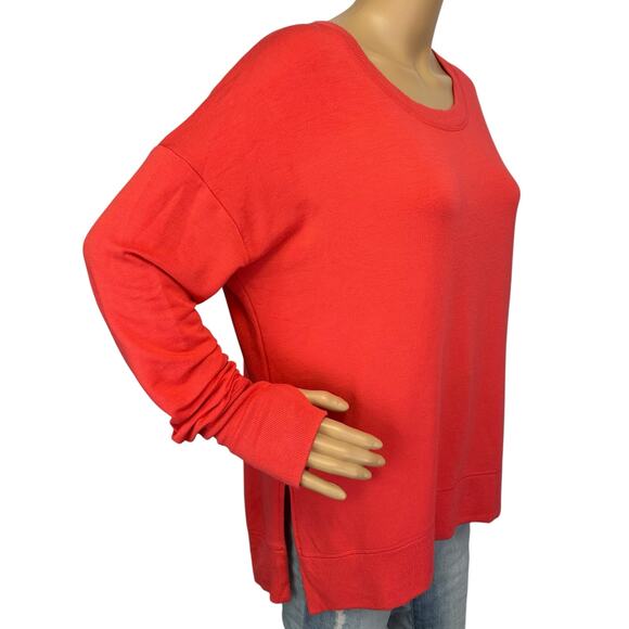 Athleta Coaster Luxe Sweatshirt Coral Red Orange Modal Size M - Picture 3 of 11